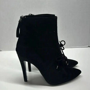 Giorgio Armani High Heeled Ankle Bootie Heels Boots Suede Black Bow Size 37 7